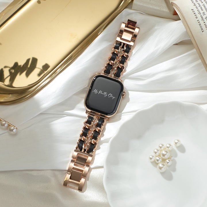 Black and Gold Iwatch bands. Various sizes Black & Gold - Apple Watch Strap – Pretty Straps™ main image 4