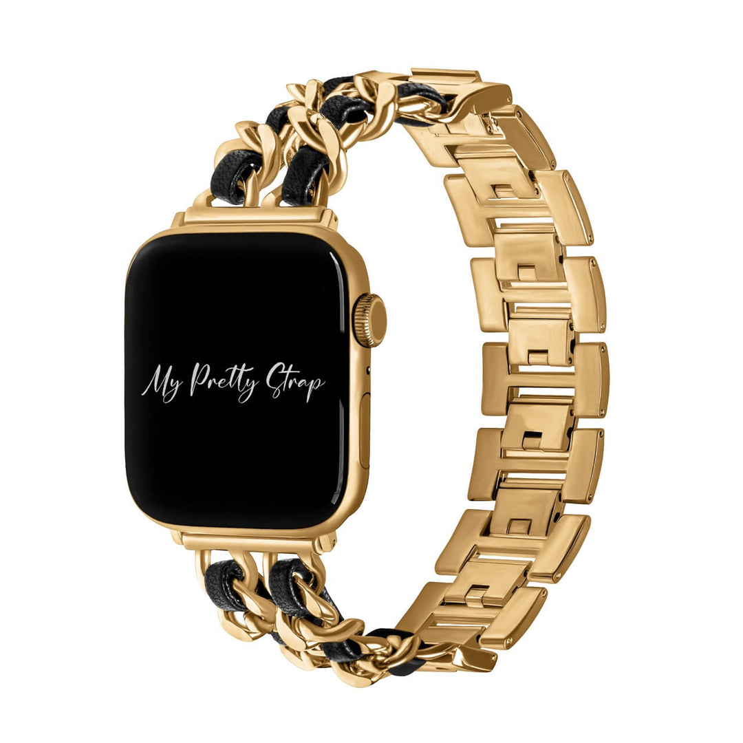 Gold apple watch with black strap sale