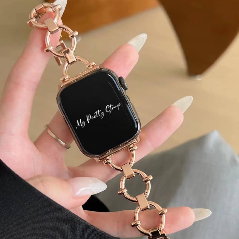 PrettyStraps 1 1 Free Celine Stainless Steel Strap Silver Gem 44mm 45mm 46mm 49mm series 1 3 42mm Apple Watch Bands for Women